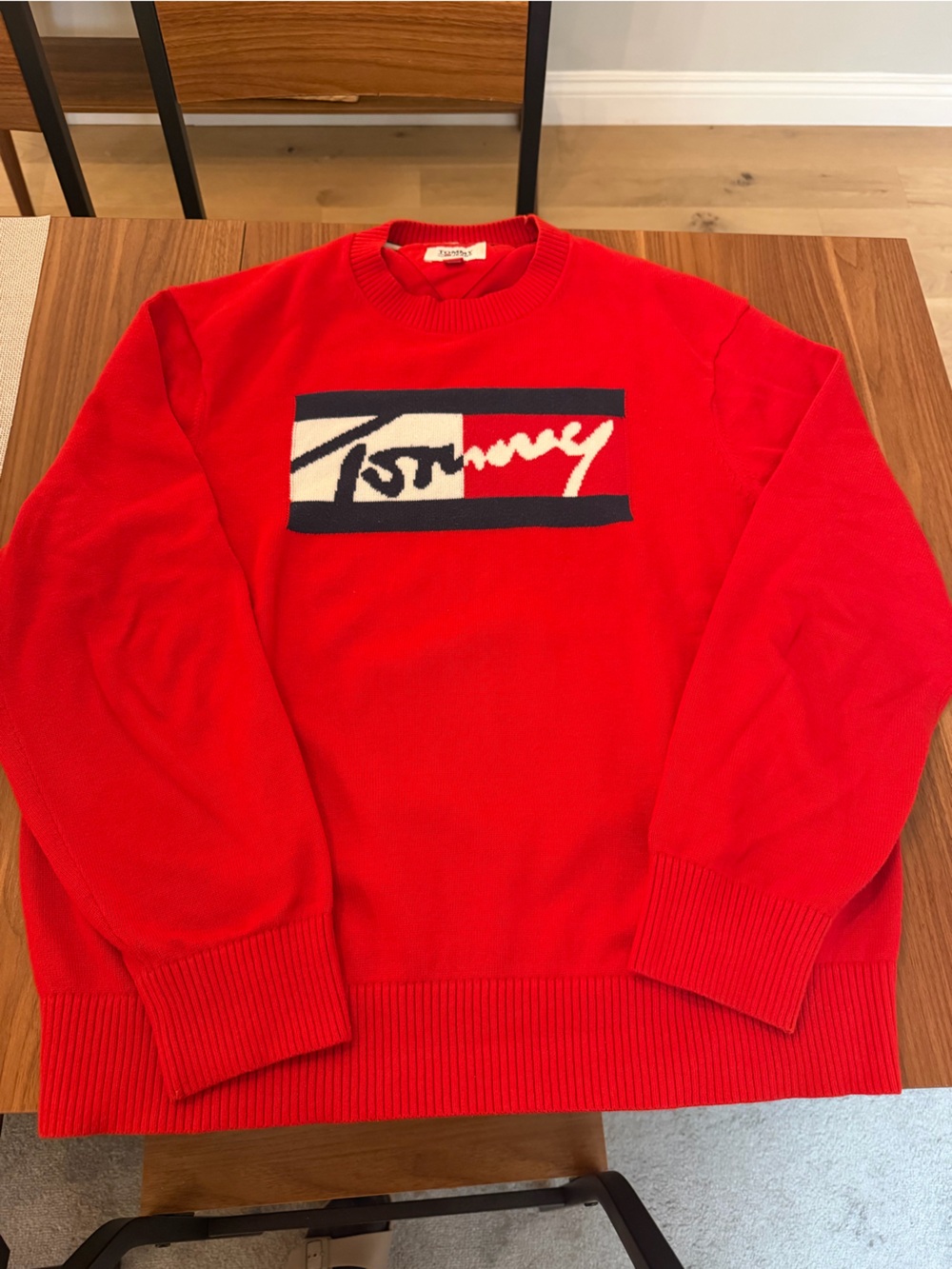Tommy Hilfiger Bright Red Logo Crewneck Sweater